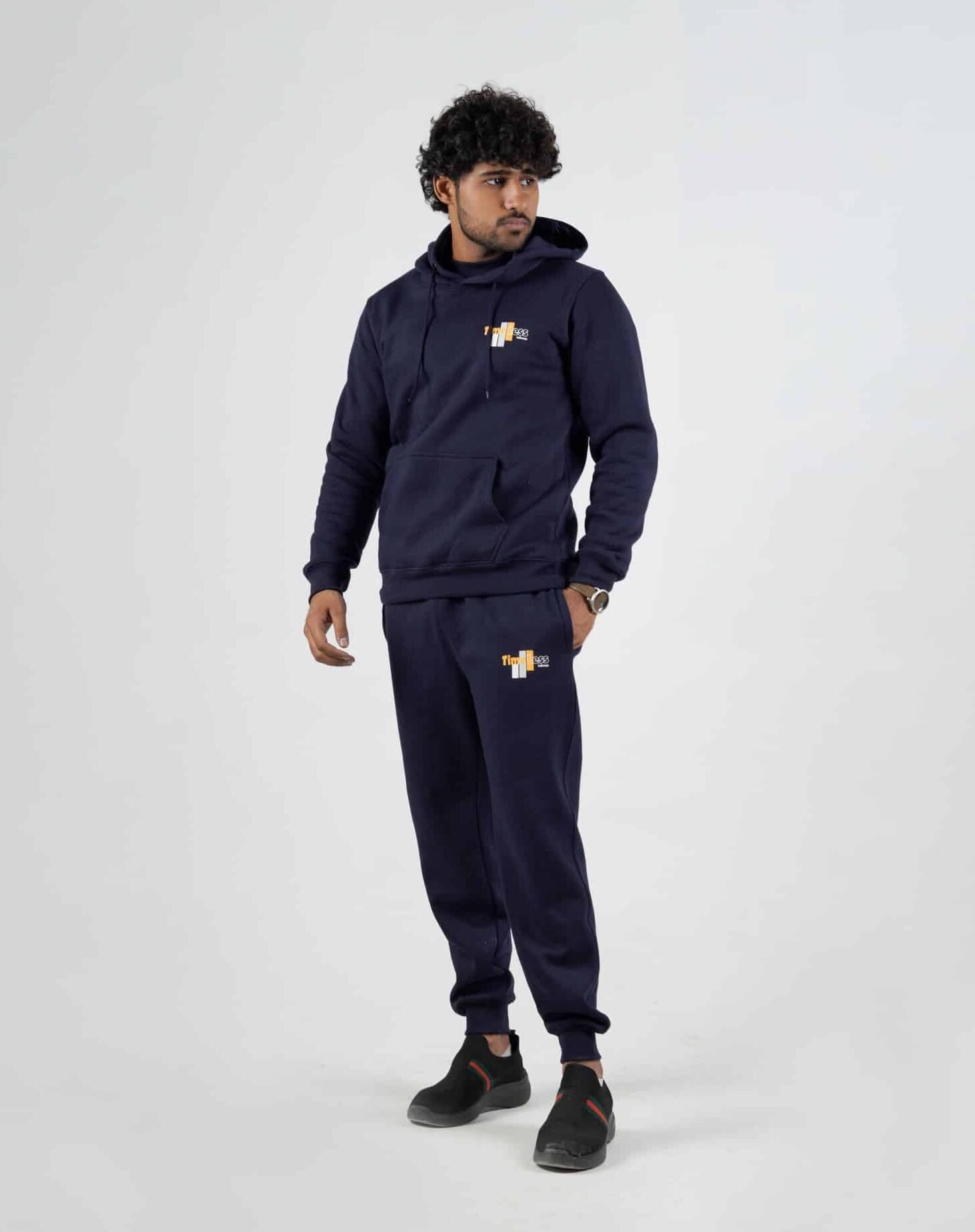 Zauqish Timeless Navy Blue Twin Set for Men – Hoodie & Trouser - Image 2