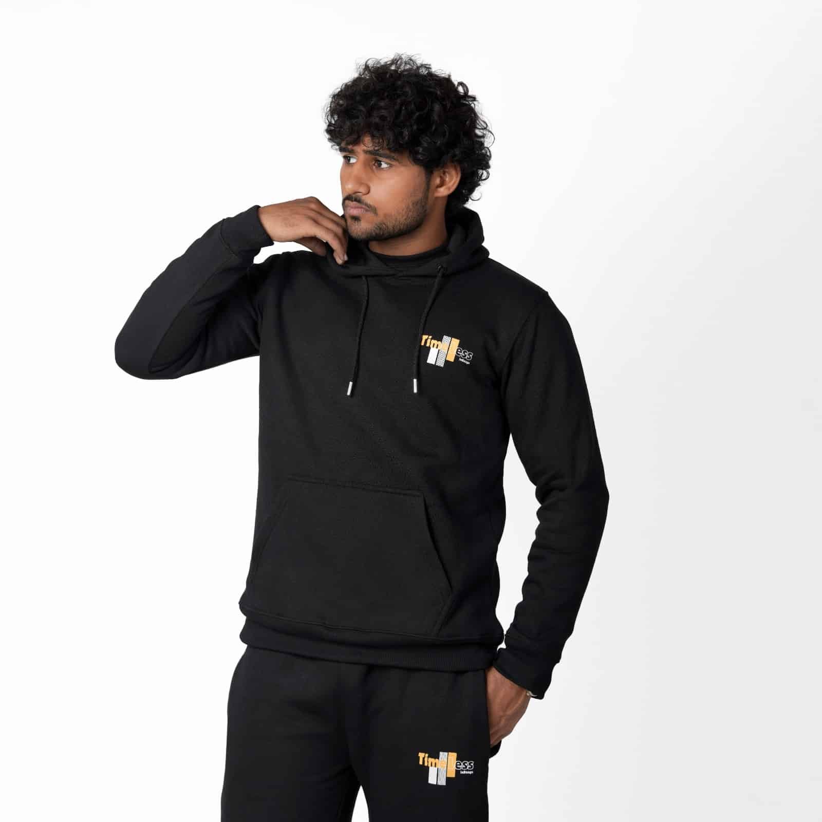 Zauqish Timeless Black Twin Set – Hoodie & Trouser for Men - Image 2